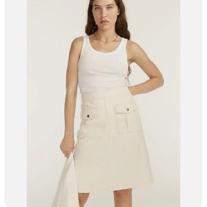J. Crew denim ecru flap pocket cotton A line skirt size 27